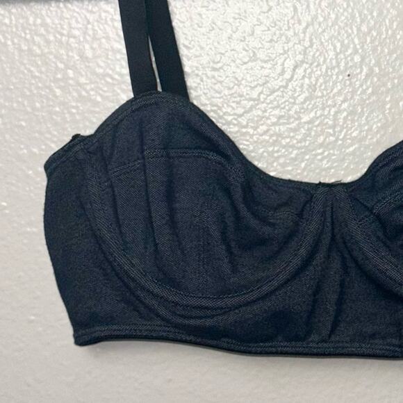 Sparkle & Fade Bralette Women's Large Pull On Denim Blue/Black Urban Outfitters - Picture 6 of 16